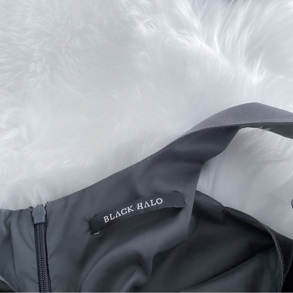 Black Halo Jackie Belted Stretch Gabardine Sheath Dress Gray Cap Sleeve - Picture 7 of 11